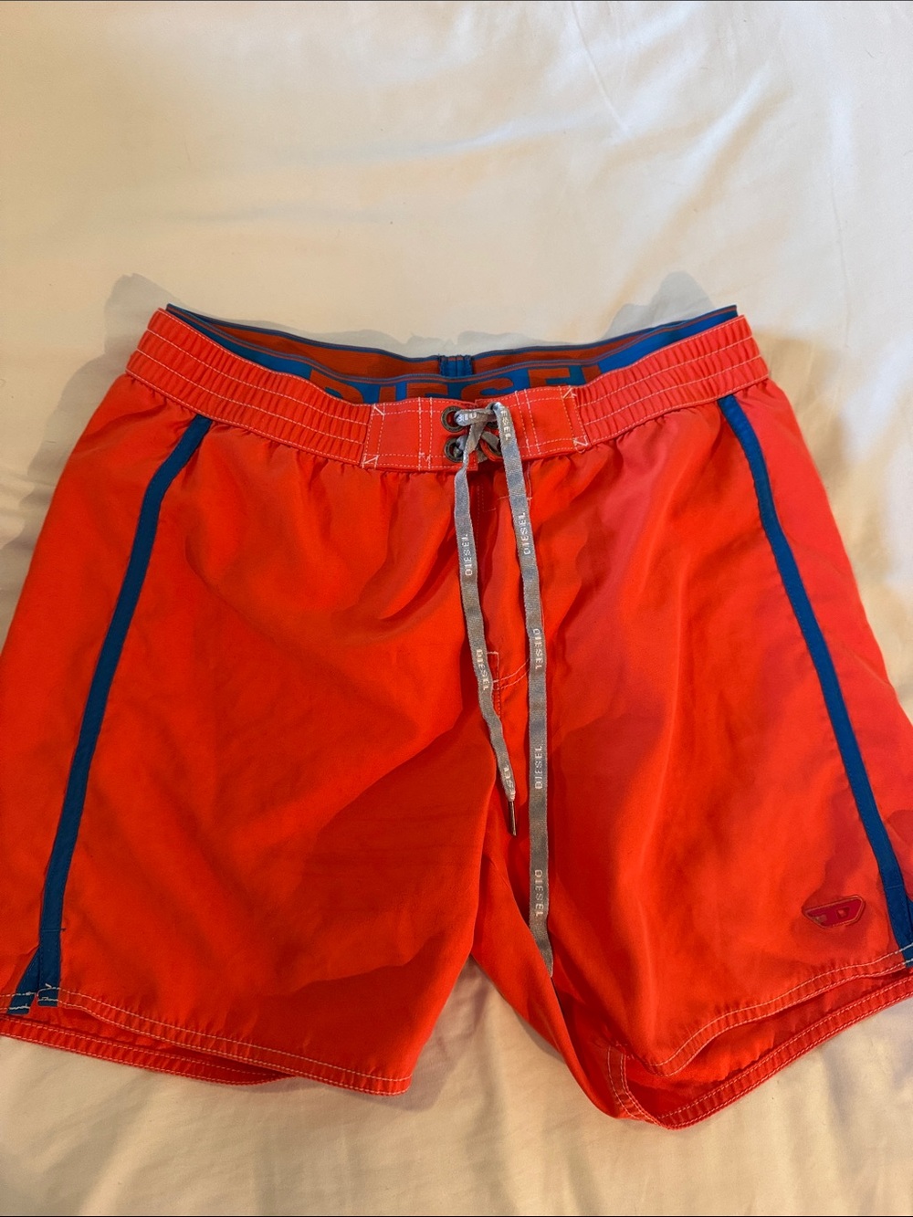 Diesel Men’s Red Swim Shorts with Blue Piping